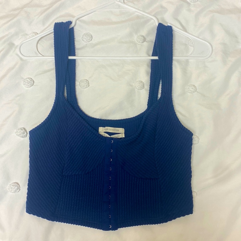 Urban Outfitters navy blue cropped corset top